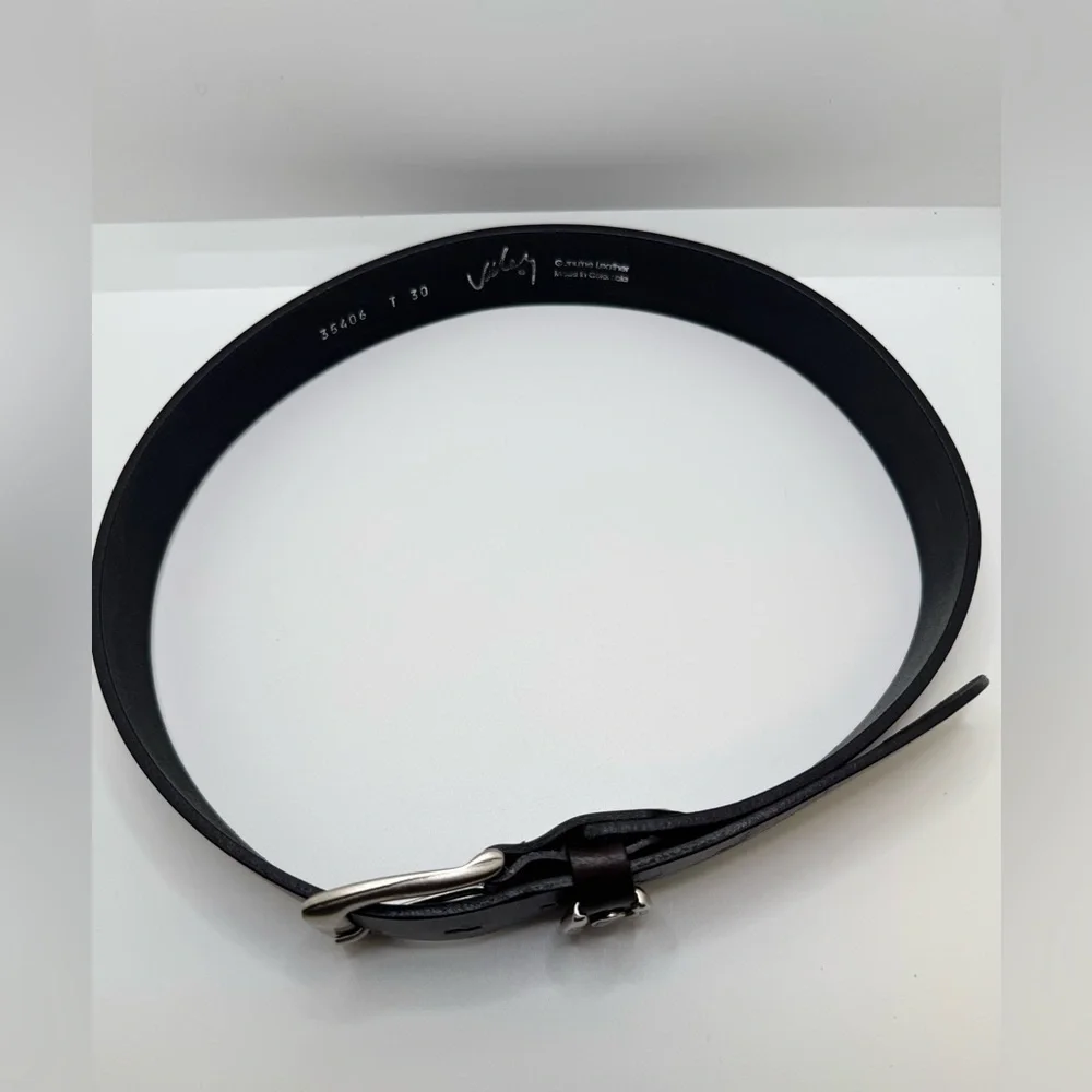 VELEZ COLLECTION GENIUNE LEATHER MEN'S BELT SILVER‎ BUCKLE